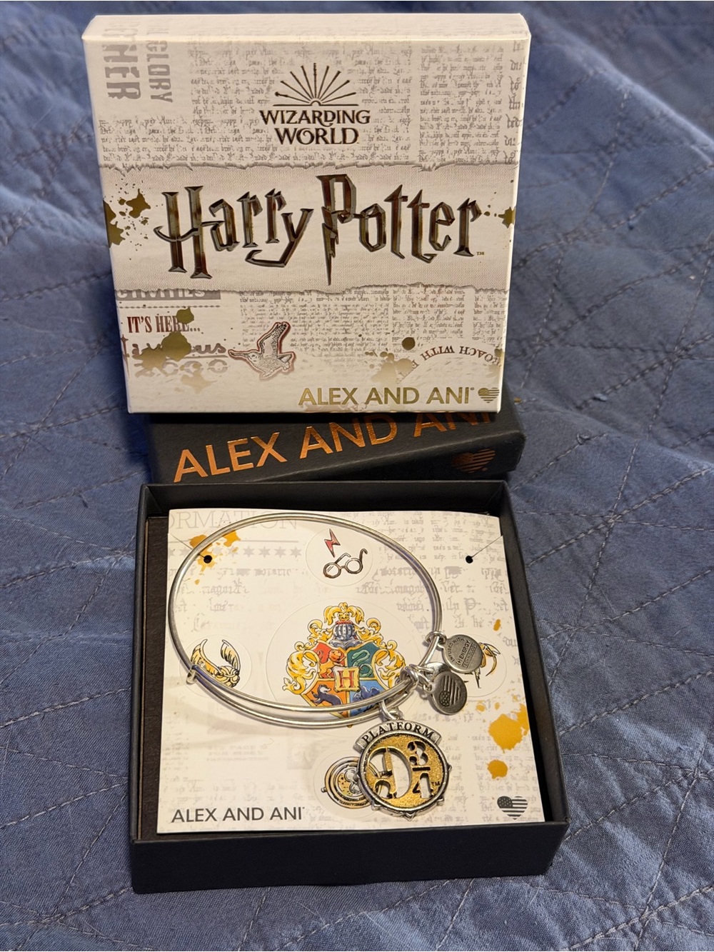 Alex and Ani Silver Harry Potter Hogwarts & Platform 9 3/4 Charm Bangle